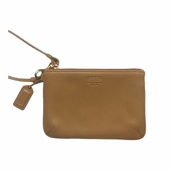 Coach vintage tan wristlet bag leather